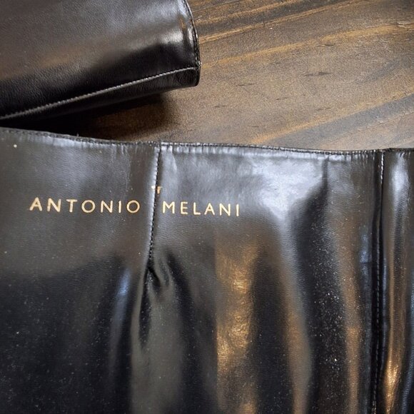 Antonio Melani Black/Cream Leather Knee-High Boots Sz 7 1/2 M - Picture 2 of 7